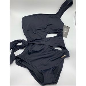 Black One Shoulder One Piece Bathingsuit